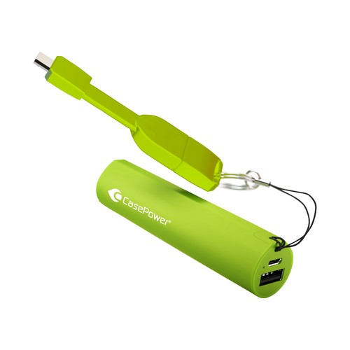 CasePower 2600mAh Portable Battery w- ClickToGo microUSB Cable - lime-green