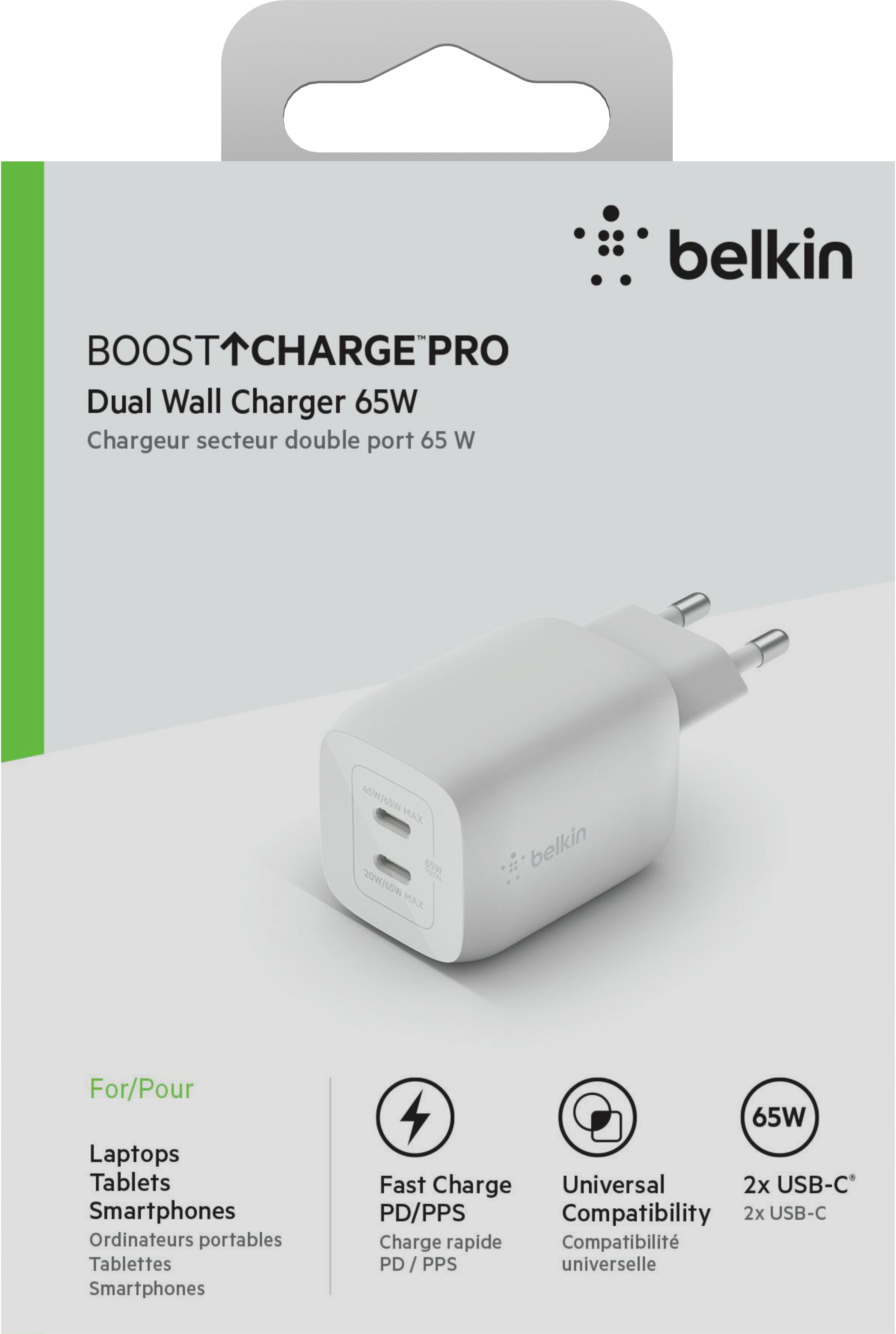 Boostcharge Pro Chargeur secteur double port USB-C GaN (65 W)