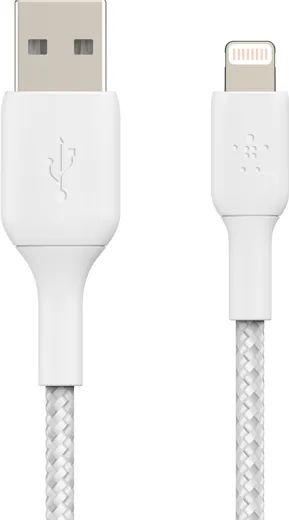 Belkin Boost Charge Braided Lightning to USB-A Cable 1m - white