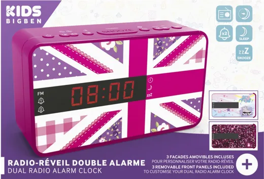 Bigben - Dual Radio Alarm Clock RR16 - Girls [incl. 3 front panels]