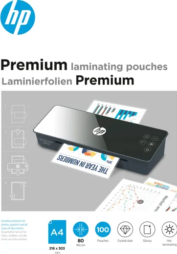 HP Premium Laminating Pouches, A4, 80 Micron