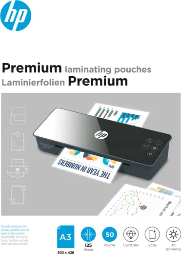 HP Premium Laminating Pouches, A3, 125 Micron