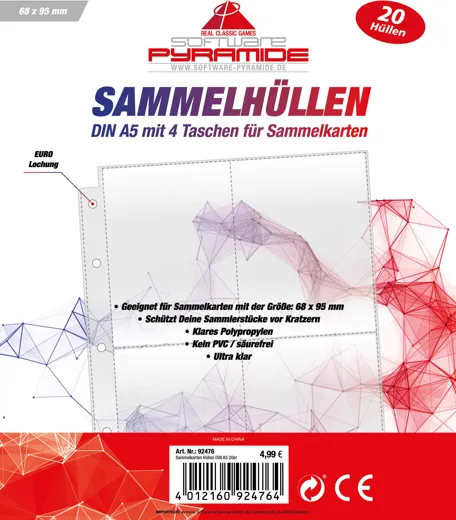 Sammelkarten Hüllen DinA5 20er