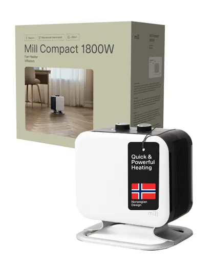 Mill Compact Fan Heater with Alu foot - white