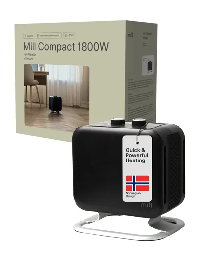 Mill Compact Fan Heater with Alu foot - black