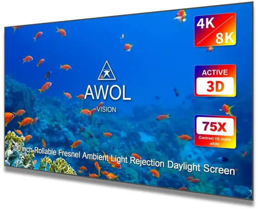 AWOL Vision Daylight ALR Beamer Leinwand, 100 inch