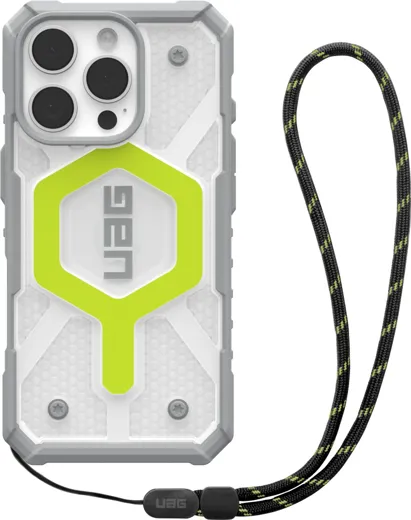 UAG Pathfinder Clear Magsafe Case + Lanyard - iPhone 16 Pro - active neon