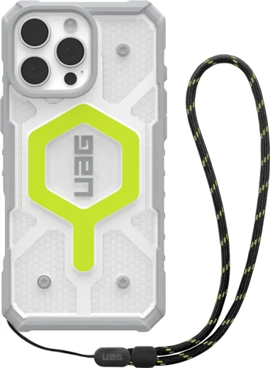 UAG Pathfinder Clear Magsafe Case + Lanyard - iPhone 16 Pro Max - active neon