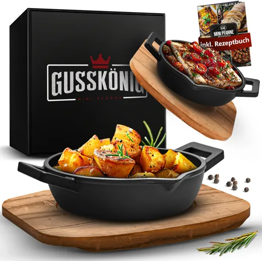 Gusskönig Gusseisen Mini Servierpfannen Set (Rund) [2 Pfannen]