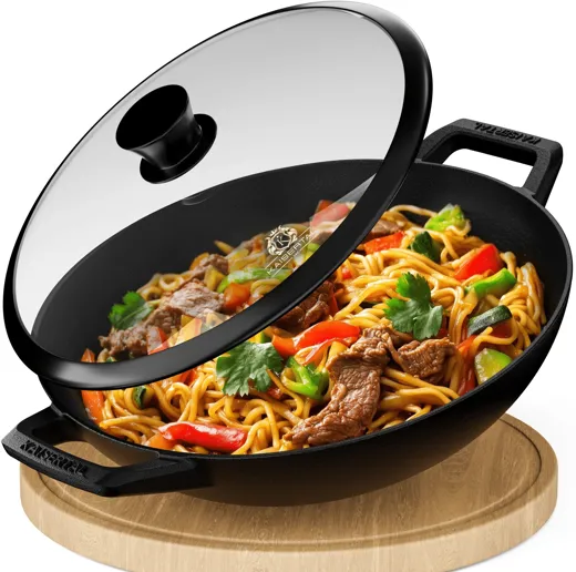 Kaisertal Gusseisen Wok mit Deckel [32cm]