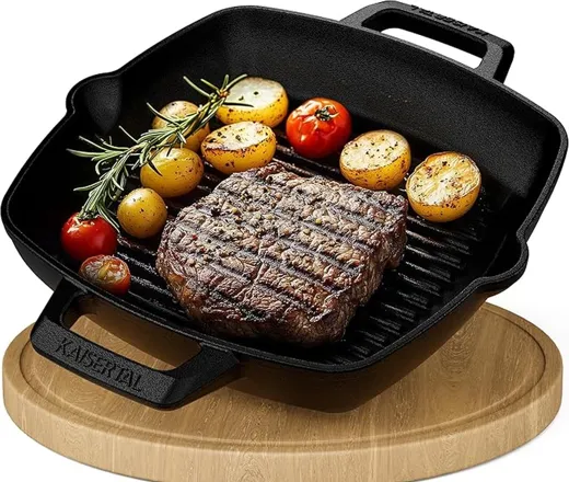 Kaisertal Gusseisen Grillpfanne mit 2 Griffen [26cm]
