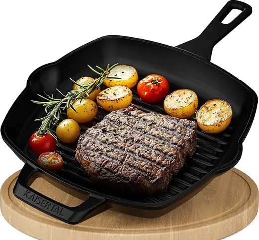 Kaisertal Gusseisen Grillpfanne mit langem Griff [27cm]