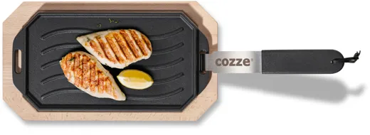 Cozze Gusseisen-Wendepfanne mit Untersetzer 165x330mm