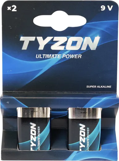 Tyzon 9V Block Super-Alkaline-Batterien 2er Pack