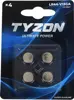 Tyzon 1.5V LR44/V13GA Piles bouton alcalines 4 pcs