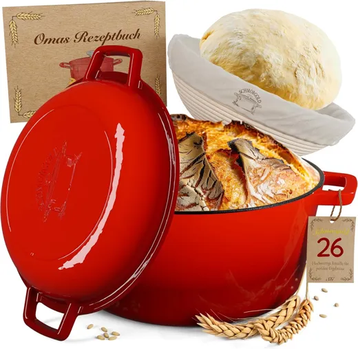 Schmorgold Gusseisen Brotbacktopf (4.7L) mit 2in1 Deckel