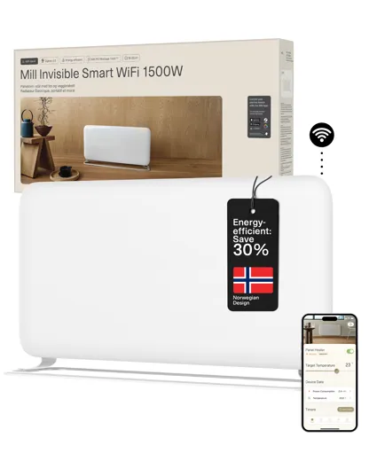 Mill Invisible Smart WiFi Panel Heater 1500W Dual Usage - white