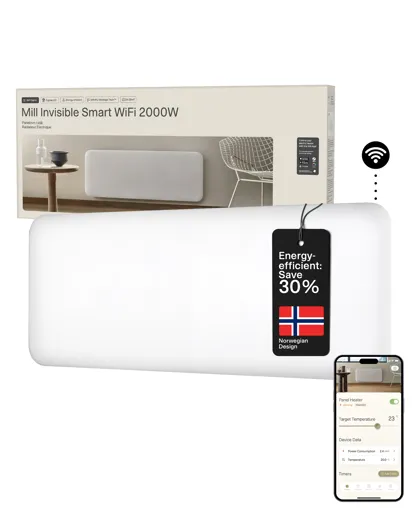 Mill Invisible Smart WiFi Panel Heater 2000W - white