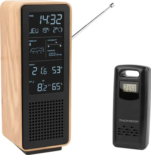 Thomson: Speaker + Weather Station WS102 - black/wood