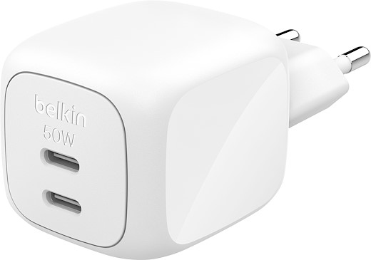 Belkin Boost Charge Pro 2-Port USB-C GaN Charger [50W] - white