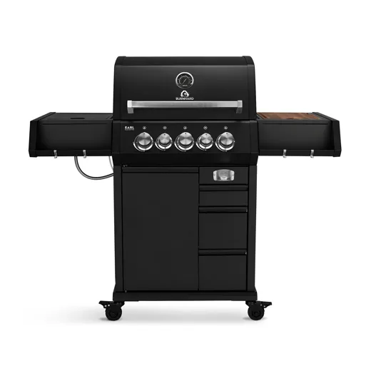 Burnhard EARL Premium-Gasgrill 3-Brenner Black Edition, Gusseisen Grillrost