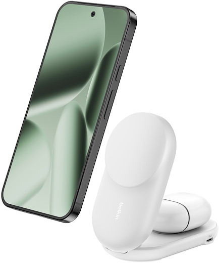 Belkin UltraCharge 2-in-1 Foldable Magnetic Charger with Qi2 [25W] - white